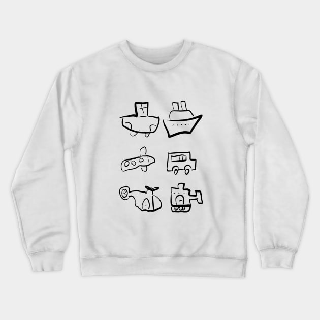 transportation kids drawing Crewneck Sweatshirt by TheWarehouse